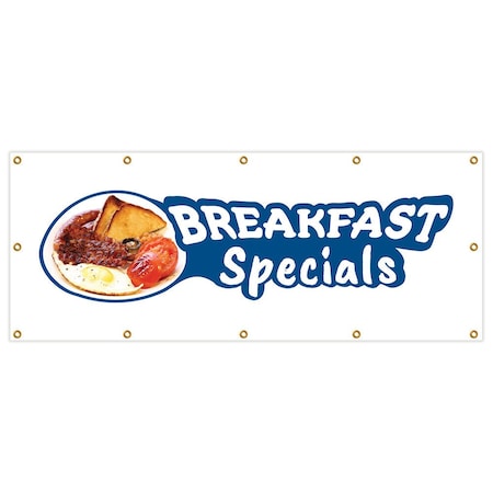 Signmission Breakfast Specials Banner Heavy Duty 13 Oz Vinyl with Grommets B-120 Breakfast Specials